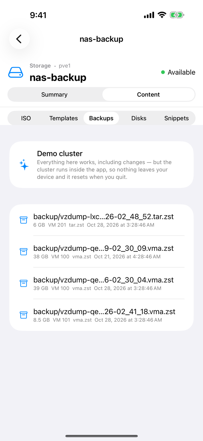 Backups on the storage nas-backup